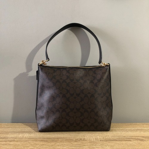 Bolso de hombro Coach Marlon Hobo en lona recubierta exclusiva marrón negro F79993 - Imagen 2 de 20