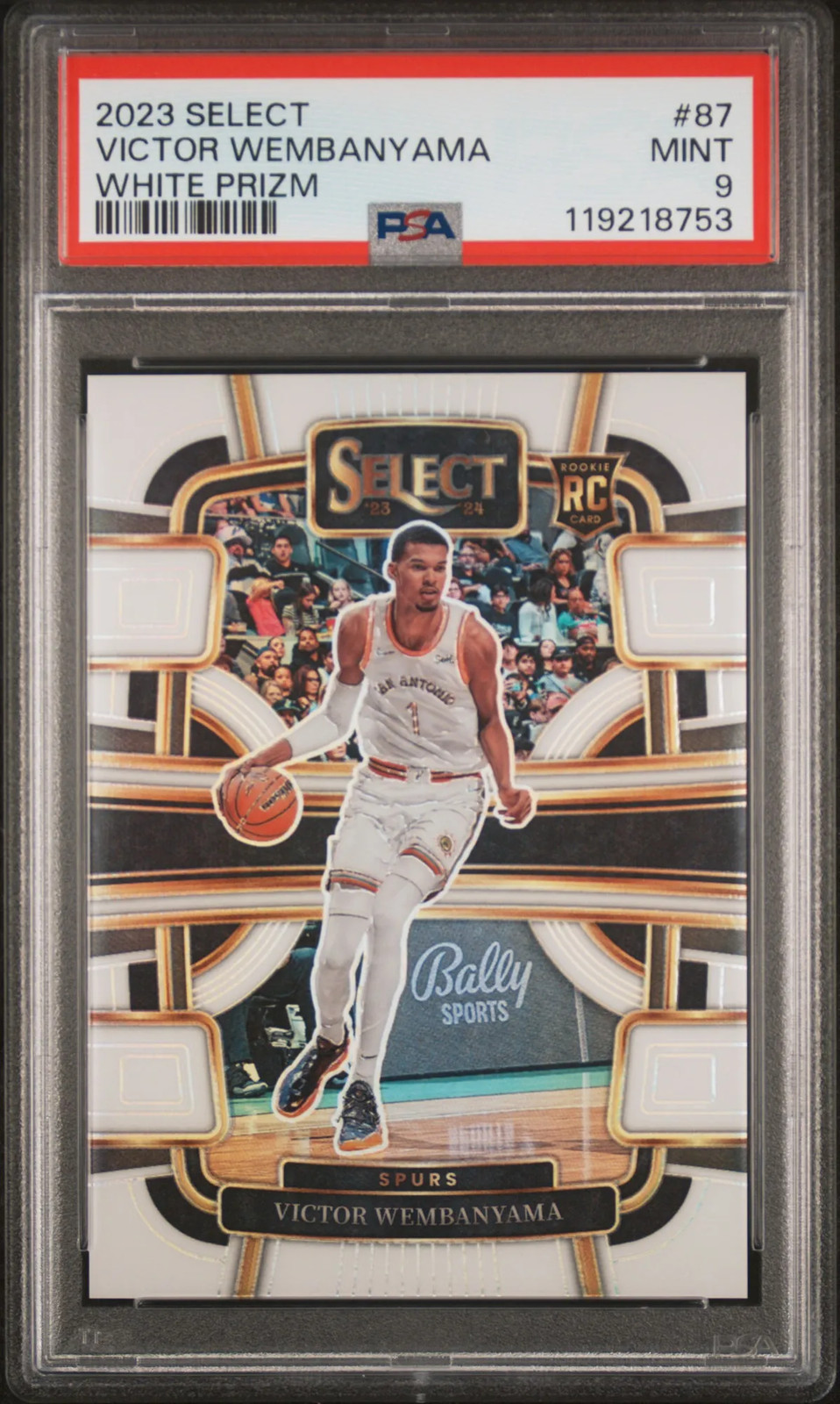 Victor Wembanyama 2023 Panini Select #87 White Prizm Rookie /149 PSA 9