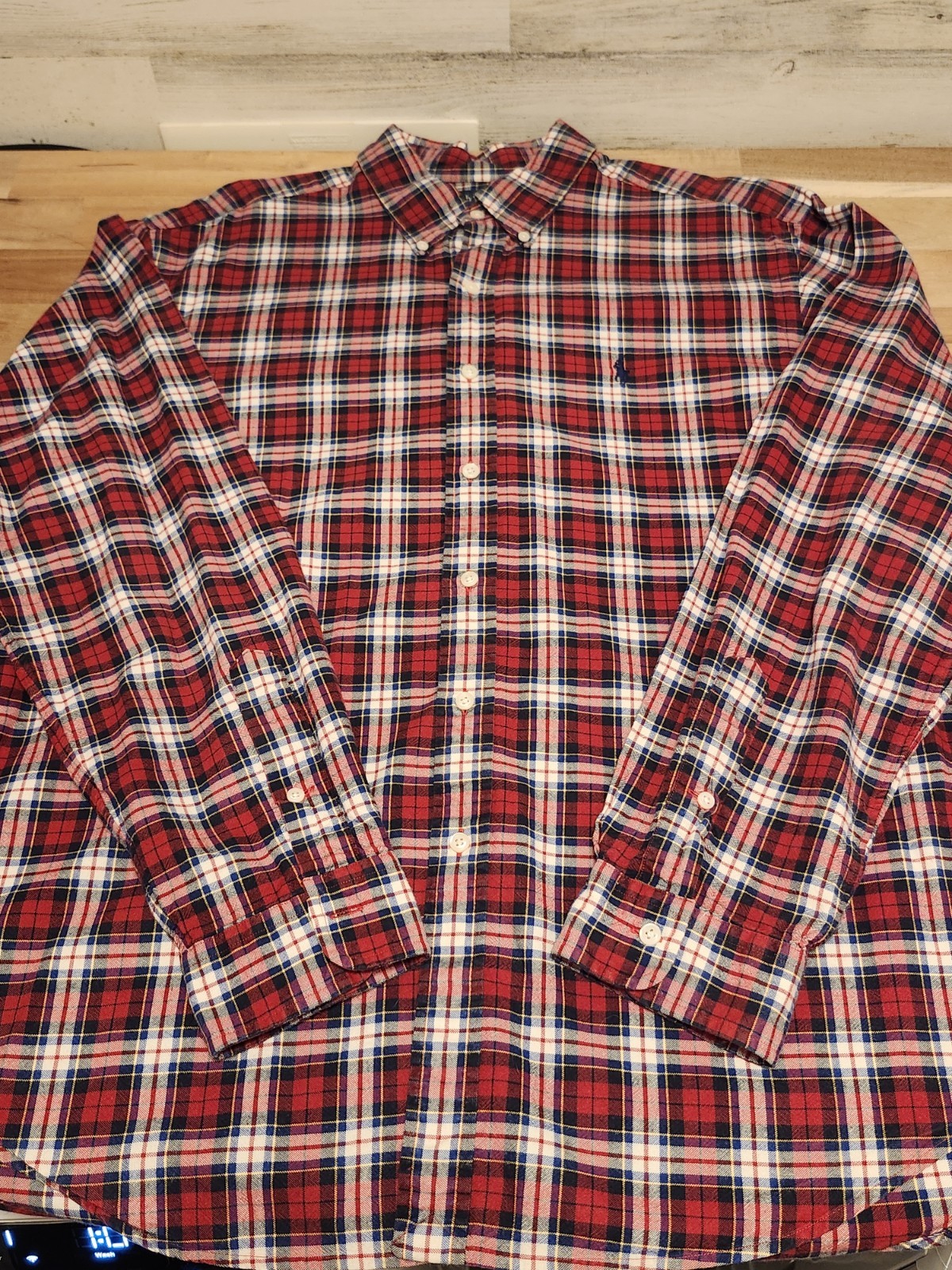 Polo Ralph Lauren uomo classica rossa a quadri con bottoni XL logo pony