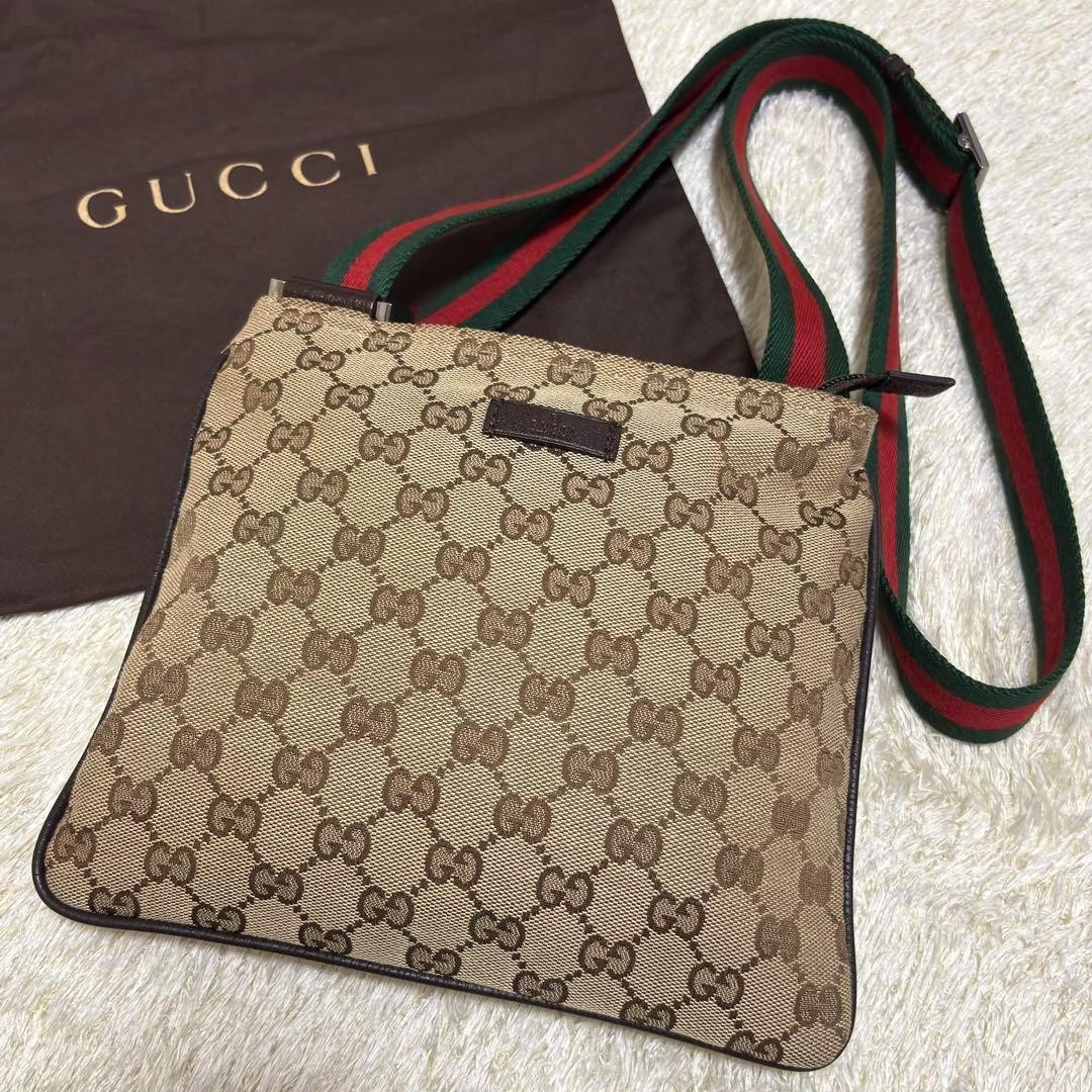 Gucci Sherry Line GG Canvas Leather Shoulder Bag for Women