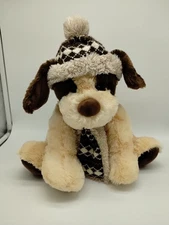 Hugfun International Kowloon Hong Kong Dog Plush Tan Brown Winter Hat Scarf 12"