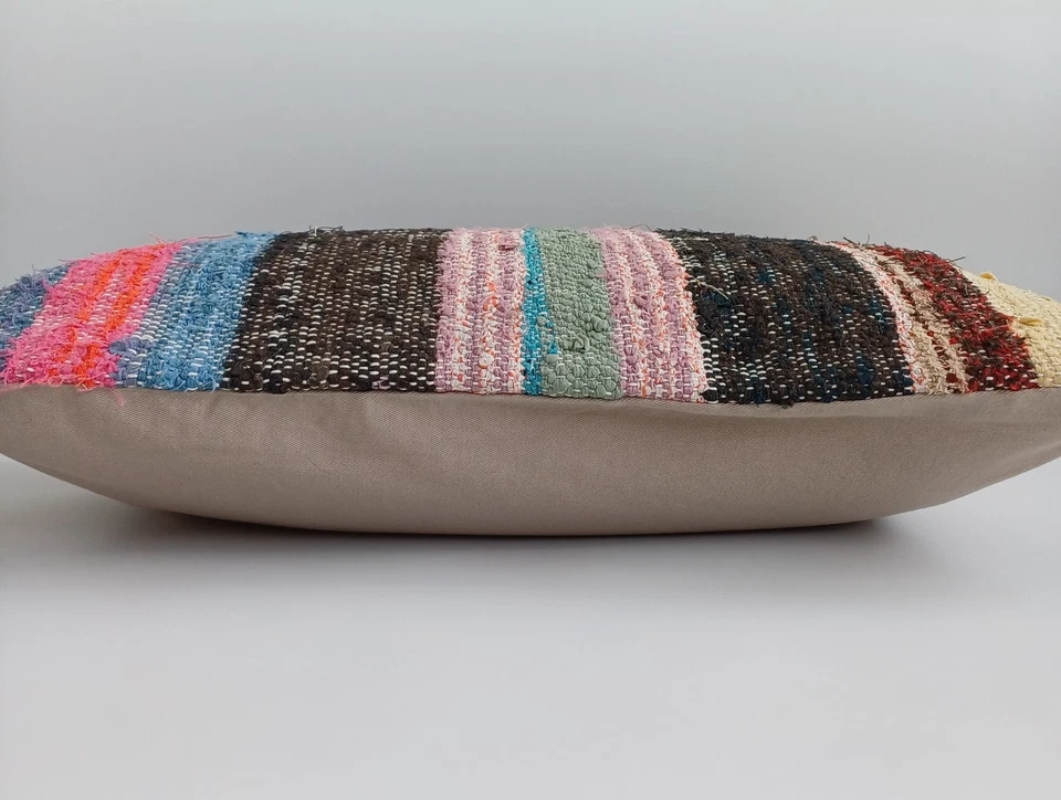 Handmade Cushion Multicolour Nomad Turkish Rug Kilim 24''x16''/60x40 K602503146H - Image 4 of 4