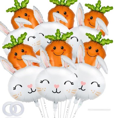 12 PCS Easter Bunny Balloons Rabbit Foil Balloons for Spring Party Baby Showe...