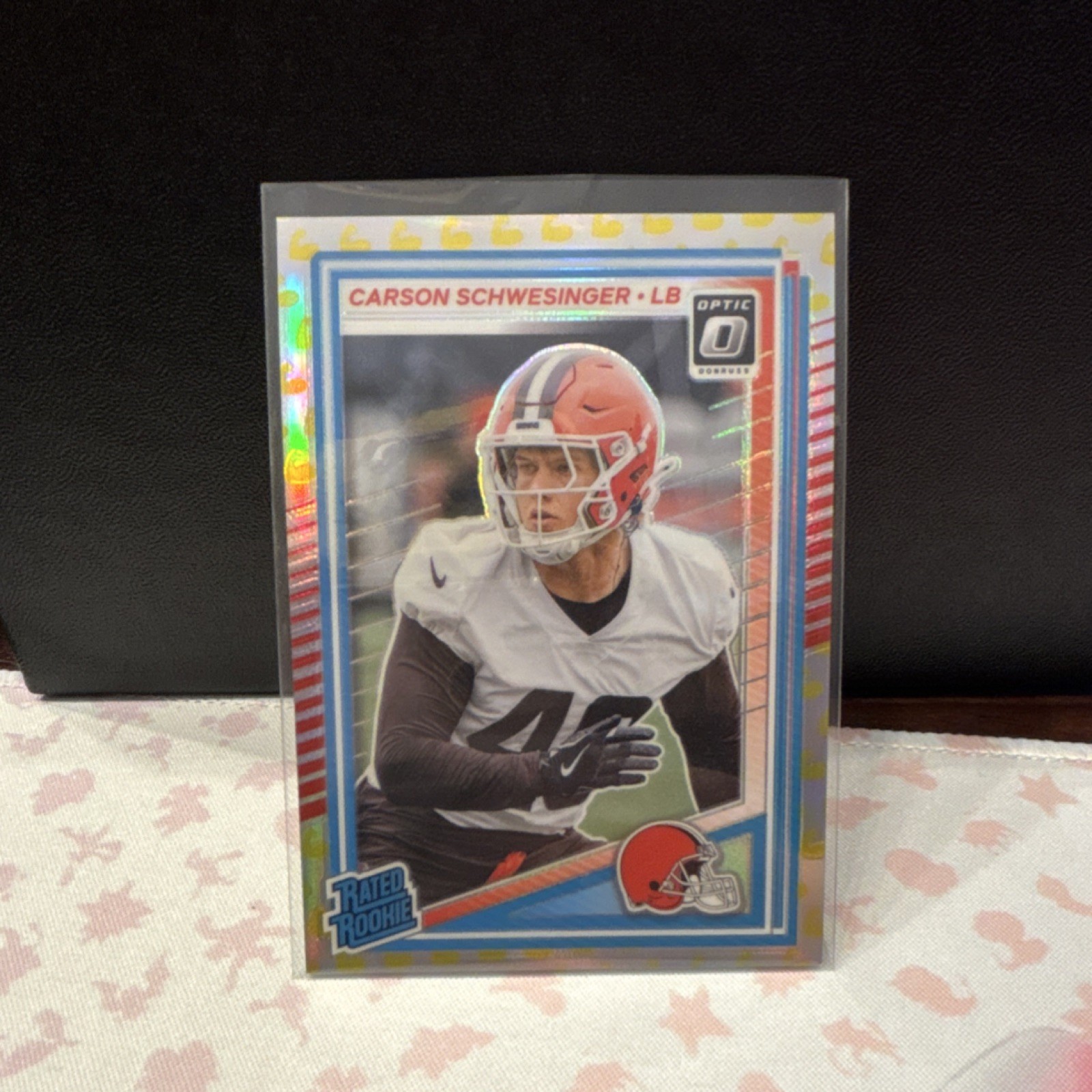 Panini 2025 Donruss Optic Carson Schwesinger flex emoji Prizm #217 /199 Browns