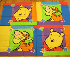 Disney Winnie the Pooh Tigger VTG Cotton Fabric Blocks Multicolored 34"x44"