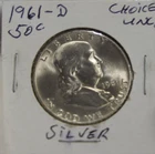 1961 D US Franklin Half 50c Unc