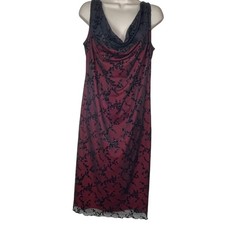 VTG Rocket Candy Dress 1X Black Sheer Overlay Whimsigoth y2k Cowl Neck Sparkle