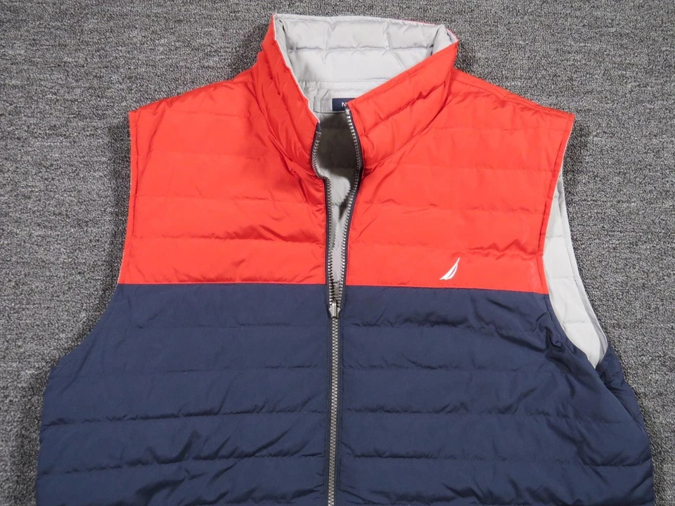 Chaleco acolchado reversible Nautica para hombre extra grande azul rojo gris acolchado sin mangas Foto 2 de 4