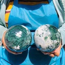 4.64LB 2pcsNatural aquatic plant agate crystal ball, water grass moss agate ball