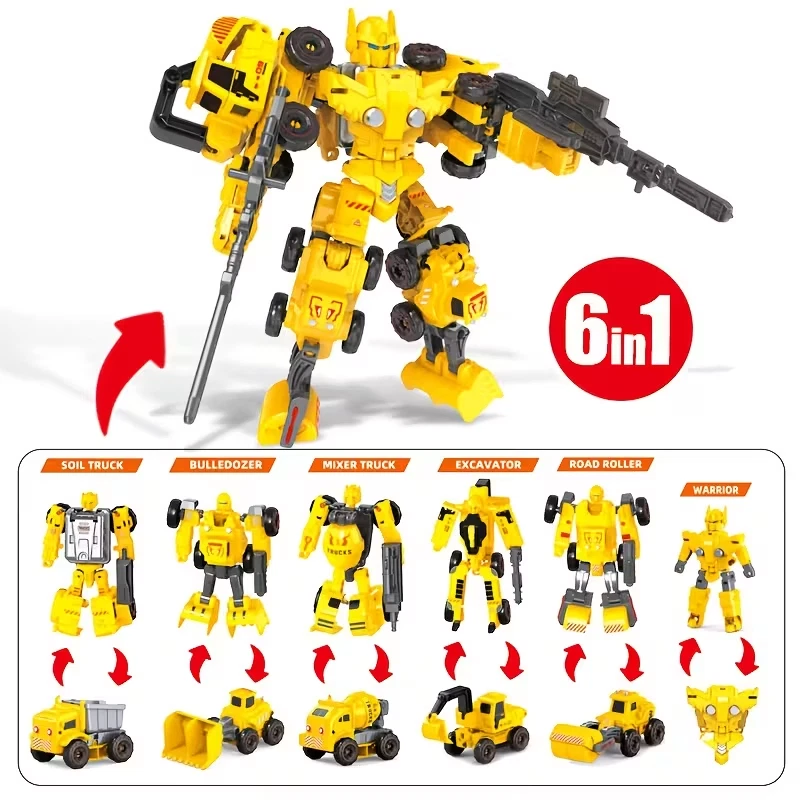 Robot Transformable Ingeniería Excavadora 6 en 1 Combinador Figura de Acción Juguete Foto 3 de 4