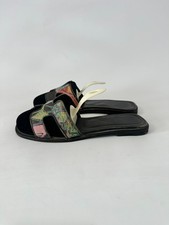 Hermes Multicolor Modernisme Tropical Print Canvas Oran Flat Sandals Size 36 EU
