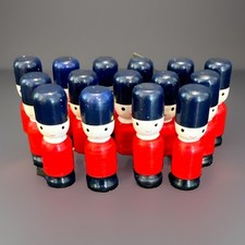 15 Vintage Miniature Wooden Soldiers Peg Dolls Figures Red Navy Christmas