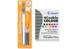 Pilot Parallel Pen 2-Color Black/Red 2.4mm 12 Color Ink Refills Office School