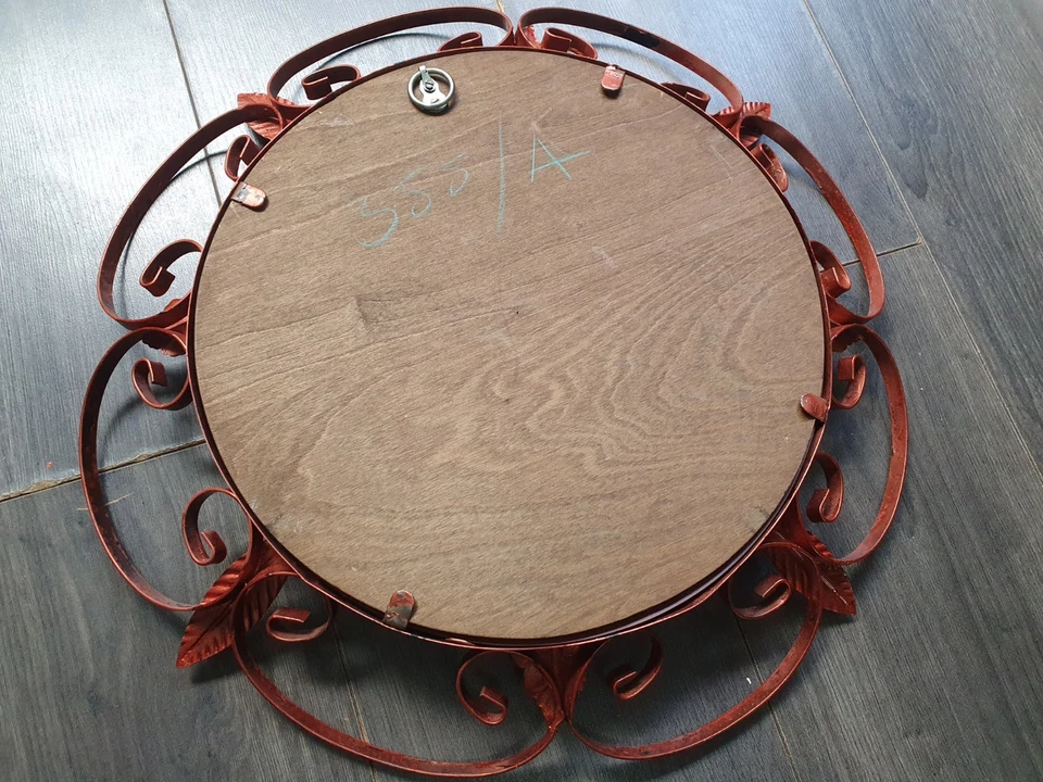 Vintage Convex Fish Eye Mirror Large Round Leaf Design - Antique Copper Effect - Image 4 of 4