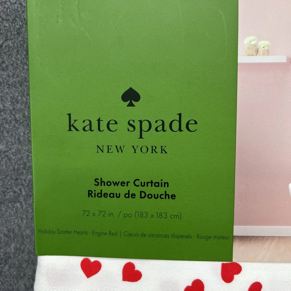 Linda tela de algodón Kate Spade cortina de ducha 72" X 72" corazones amor de San Valentín Foto 3 de 4
