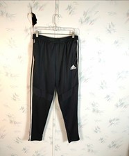 adidas AEROREADY Women's L Black Track Pants 3-Stripes Elastic Waist Pockets