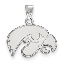 10k White Gold LogoArt University of Iowa Hawk Small Pendant