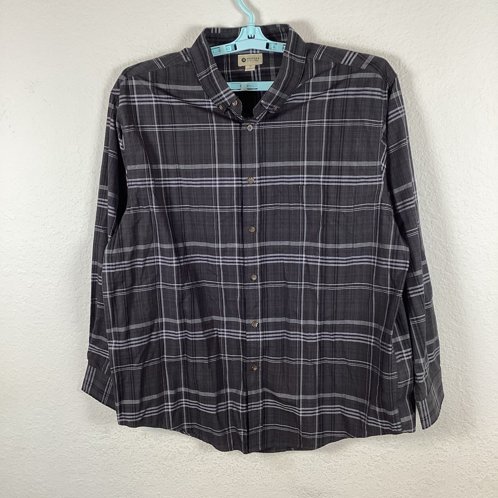 S Button Up Shirt Sz Xl Plaid Comfort Long Sleeve Excellent