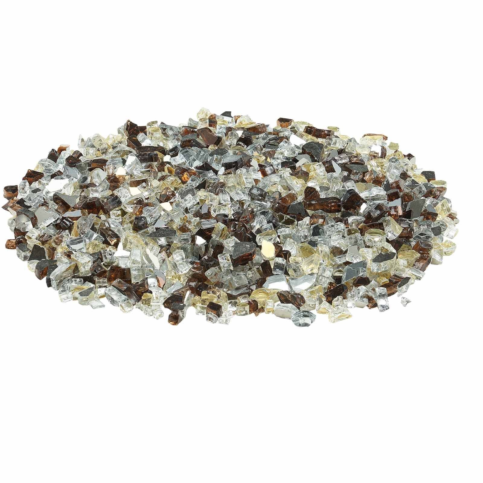 10lb 1/2-Inch Fire Glass Rocks for Fireplace or Fire Pit - Copper Gold Clear