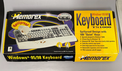 Memorex Windows 95/98 Computer Keyboard TS1000 Spillproof Design Quiet Keys PS/2