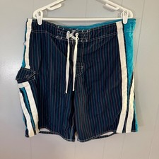 OP Board Shorts Mens L/G 36/38 Blue Pinstripe Striped Swim Trunks