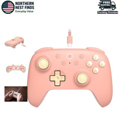 High-Precision Wired Controller with Turbo Function for Enhanced Gaming   Peach