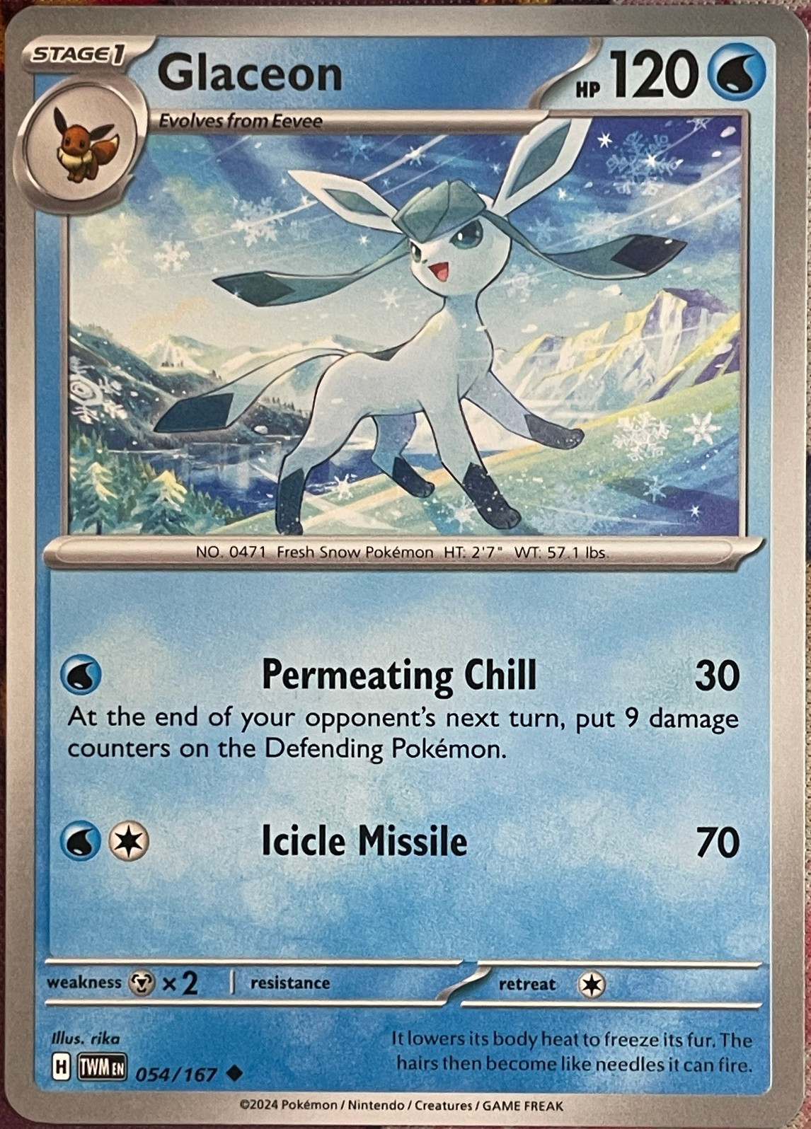 Glaceon - 054/167 - Twilight Masquerade Pokemon 2024