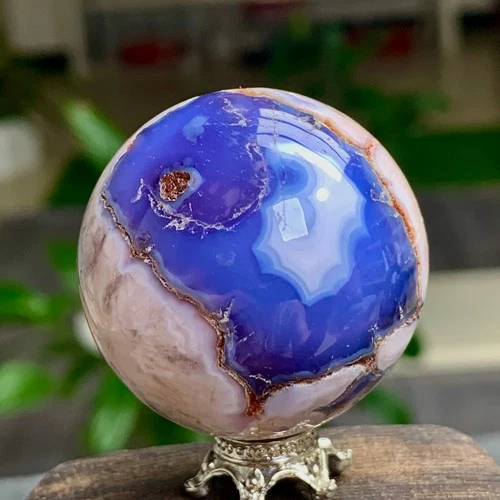 75G Natural blue cherry blossom agate Sphere Crystal Ball Healing