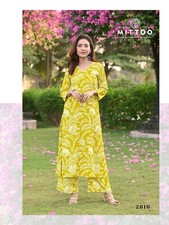 Women Rayon Printed Tunic Kurti Set Designer Bollywood Ethnic Kurta Pant Set