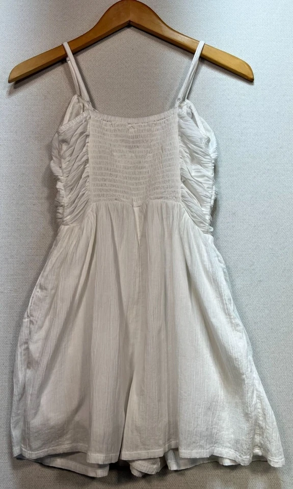 Pantalones Cortos Mameluco Aerie Mujer Gauzy Calado Talla XS Blanco Playa Costera Foto 2 de 4