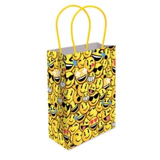 HAPPY FACE PARTY PAPER TREAT LOOT GIFT BAG -  BIRTHDAY GOODY BAGS BLACK TBSO