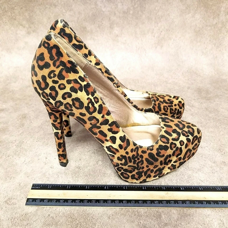 Charlotte Russe Womens 532B02 Size 7 Brown Slip On Cheetah Print Heel Platform - Image 4 of 4