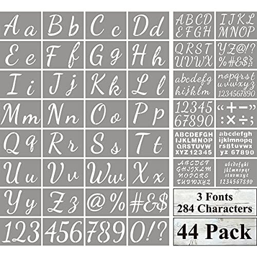 Large Letter Stencils for Painting on Wood - 44 Pack Alphabet Letter Number - Picture 2 of 8
