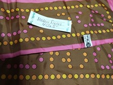Vintage 1960's Nasharr Freres Neck Head Scarf Tie BROWN PINK NUMBERS DOTS 40X5"