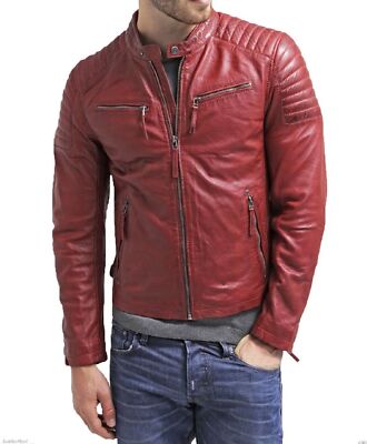 Design New Men's Leather Jacket Real Sheepskin Slim Fit Stylish Cafe RacerJacket