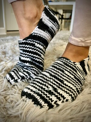 Women Men(US 9, EU 37 40),ethnic Turkmen handknit slipper sock 
