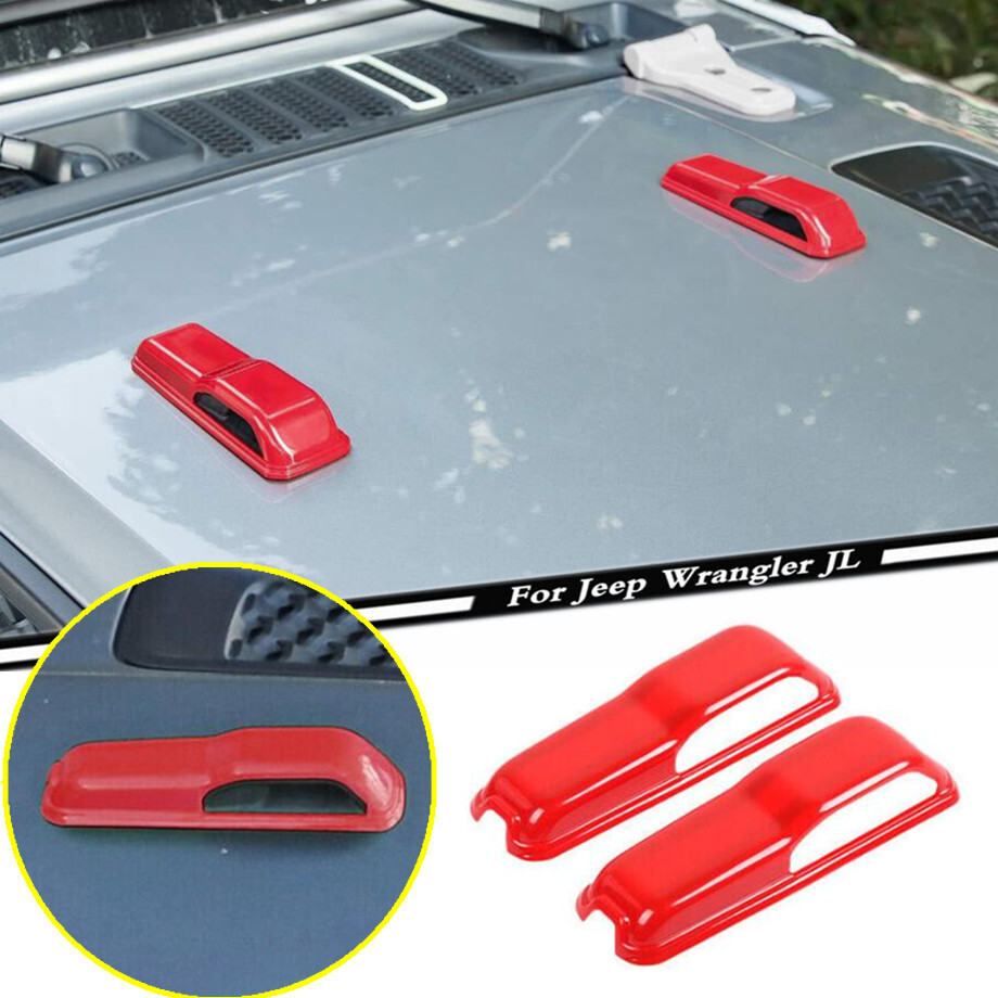 For 2018-2023 Jeep Wrangler JL ABS Red Engine Hood Hinge Cover Exterior Trim 2P
