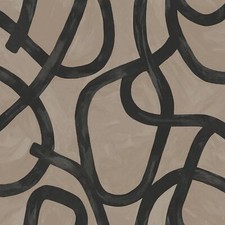 Linear Swirls Wallpaper Abstract Art Brushstrokes - Taupe or Sage Green
