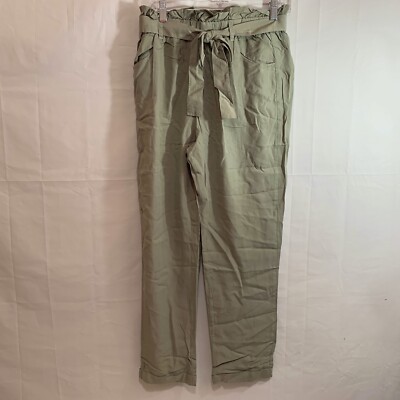 Francesca's Womens NWT Berkley Tencel Ankle Tie Waist Pants in Sage Green