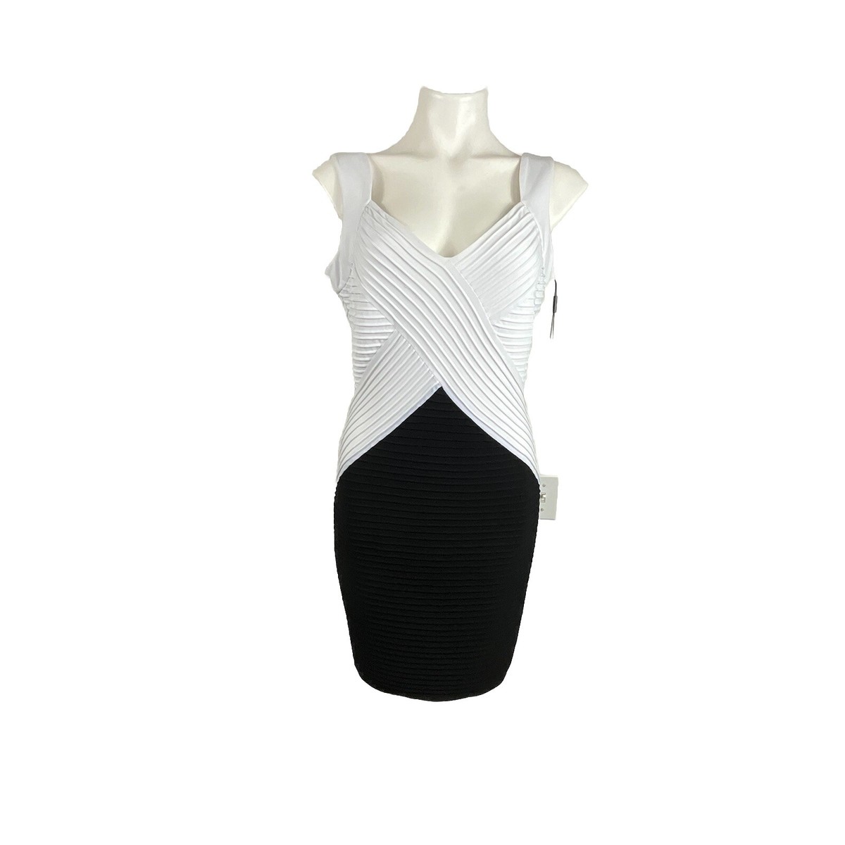 Calvin Klein black-and-white two-tone pleated body con dress | eBay Calvin Klein black-and-white two-tone pleated body con dress | eBay
