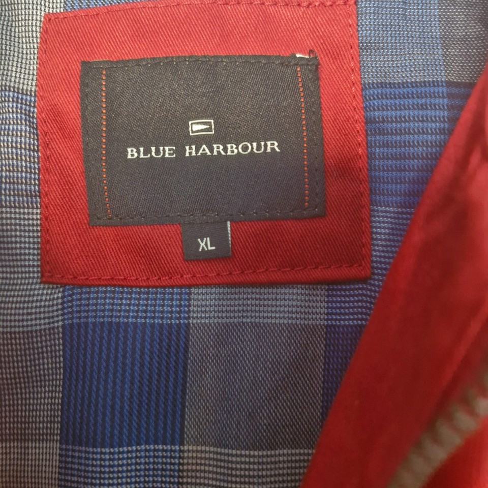 M&S Blue Harbour Jacket Mens Size XL Red Cotton Zip Up Bomber Outerwear