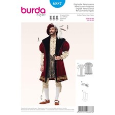 Burda Style Schnittmuster 6887 Herren Renaissance Kostüm Mantel, Hut und Reithose
