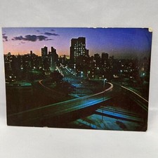 Sao Paulo Brazil at Night Postcard Postage Due Exchange Student Letter to USA