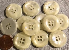 12 Shiny Pearlized Dusty Cream Plastic Sew-through Domed Buttons 7/8" 23MM 3383