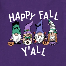 NWT Women's Life is Good Happy Fall Y'All Gnomes Halloween Purple LS Crusher Tee