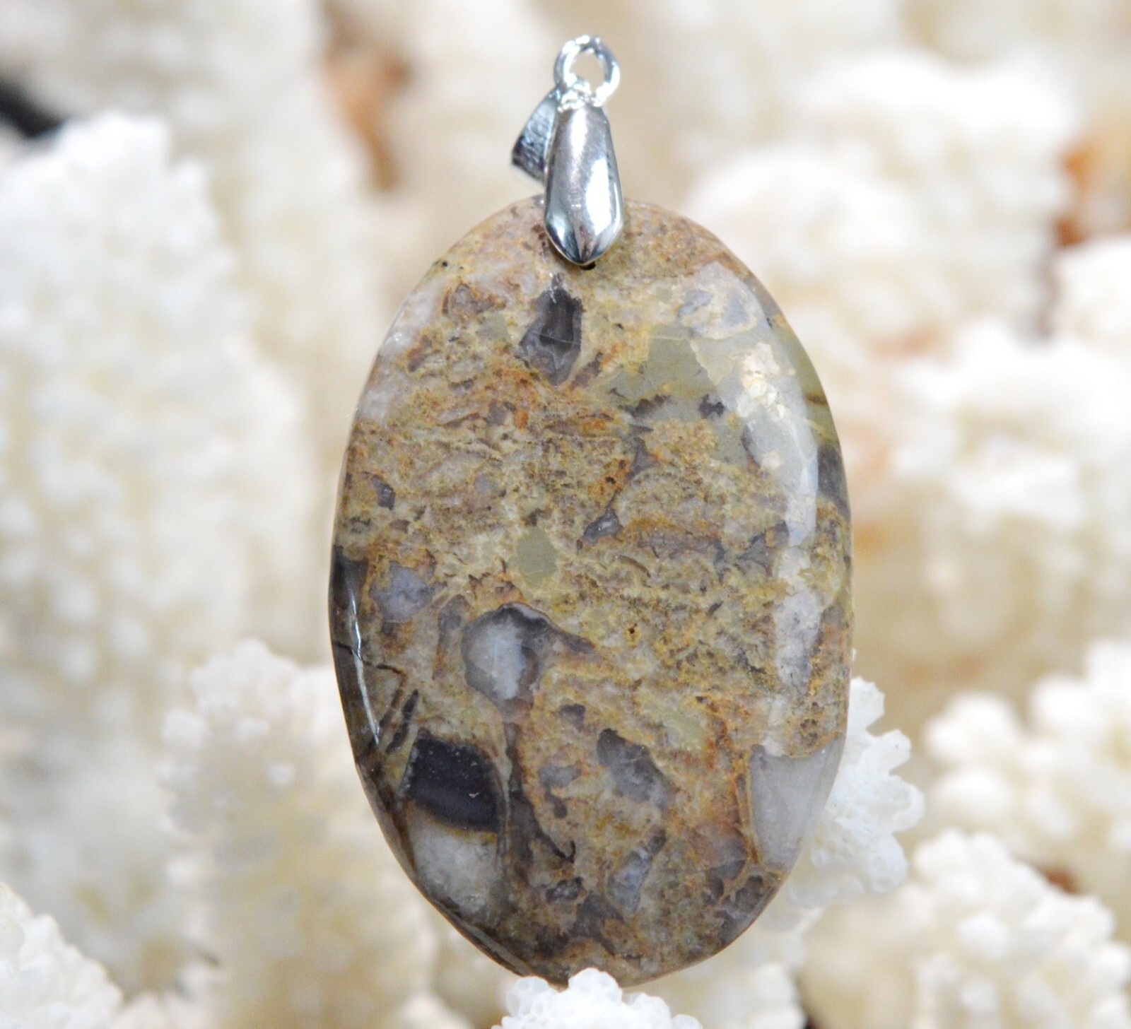 Pendentif agate véritable pierre naturelle du Mexique cabochon 63 cts pour collier DP67