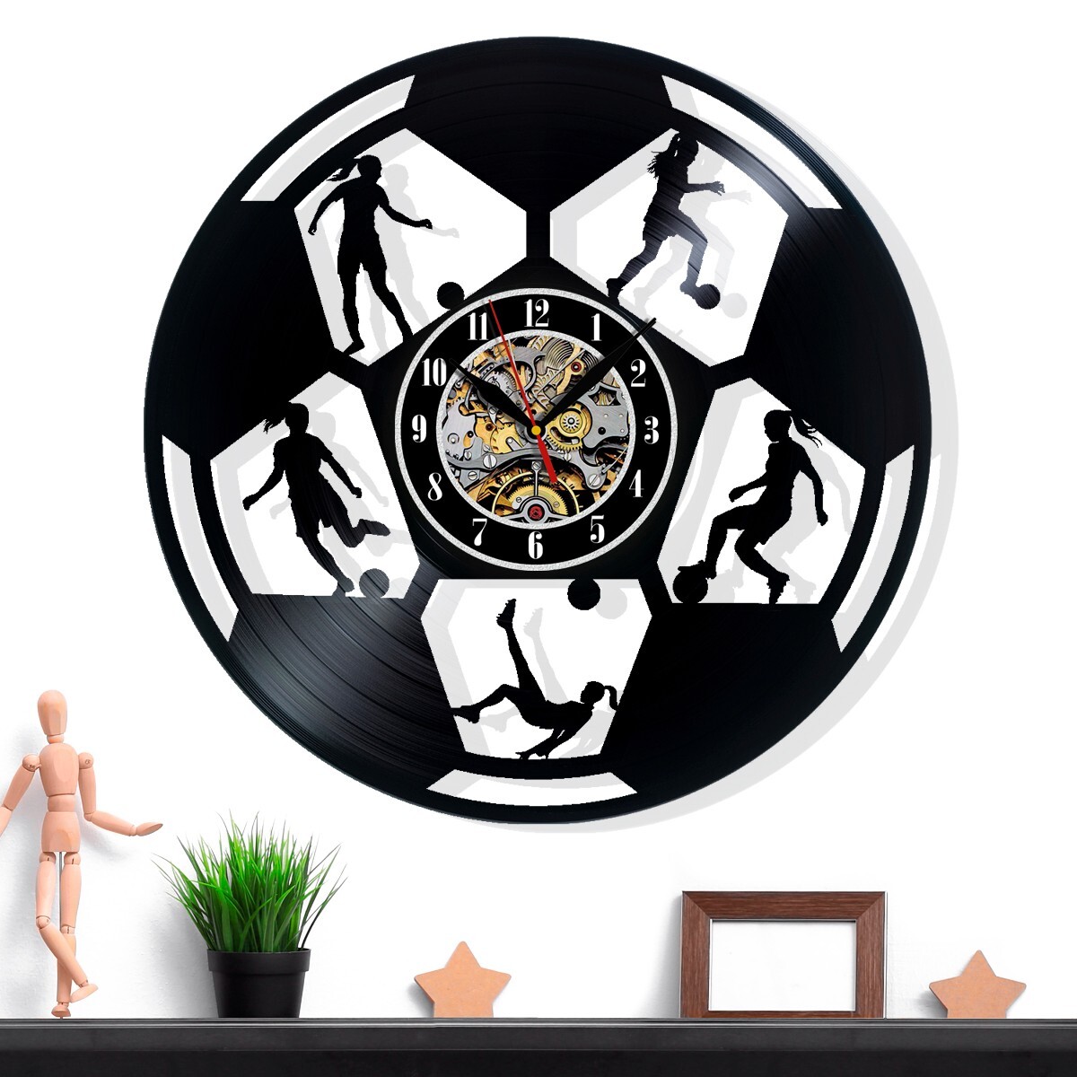 Women's football Vinyl Wall Clock - Retro Decor - Unique Home Accent