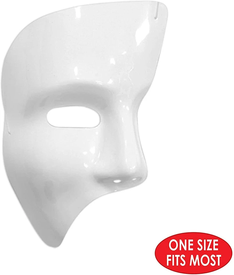 2 White Phantom Mask w/ Elastic Attached. One Size Fits Most. FAST FREE SHIPPING - Image 3 of 3