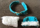 Vintage Barbie Doll Skipper Friends White Faux Fur Muff Hat Blue Accessory HTF