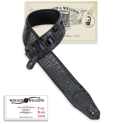 Walker & Williams F-21 Black Gator Strap With Padded Glove Leather Back 